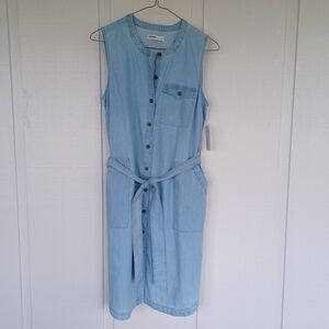 Sonoma Sleeveless Womans Small Light Blue Denim Dress 100% Cotton W/ Buttons NWT